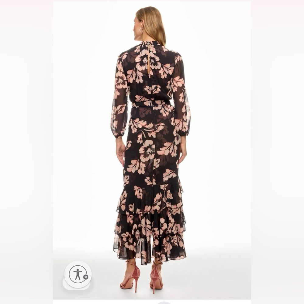 NWT Misa Los Angeles Black Maxi Dress with Blush Floral Print - Picture 2 of 6